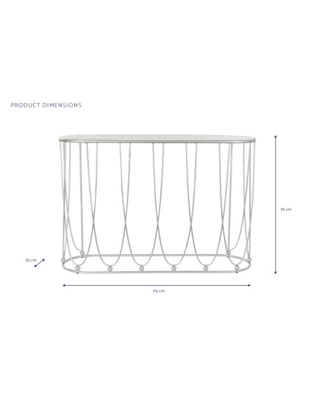 Consola de metal plateada c/base de mármol