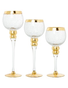 Juego de 3 copas de cristal doradas