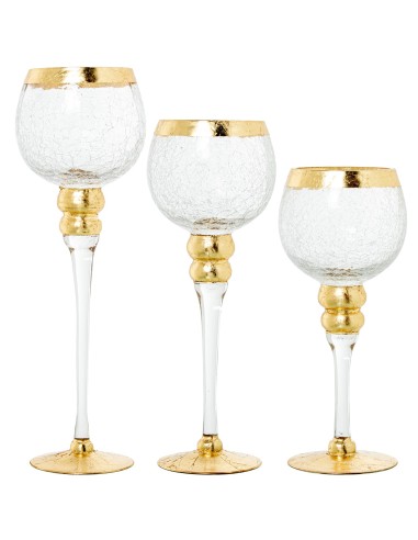 Juego de 3 copas de cristal doradas