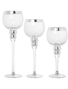 Juego 3 copas de cristal plateadas