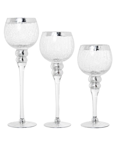Juego 3 copas de cristal plateadas