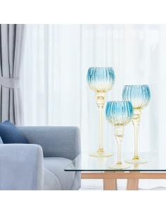 Juego 3 copas de cristal verde/azul 2