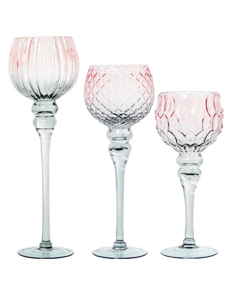 Juego 3 copas talladas rojas