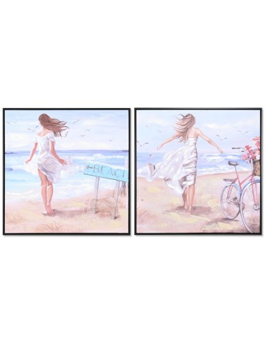 Cuadro mujeres en playa con marco