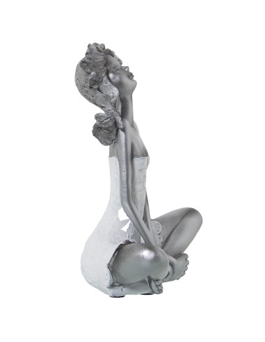 Figura niña sentada plateada