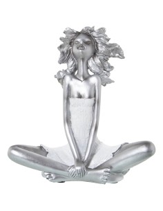 Figura niña sentada plateada