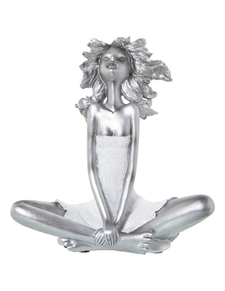 Figura niña sentada plateada
