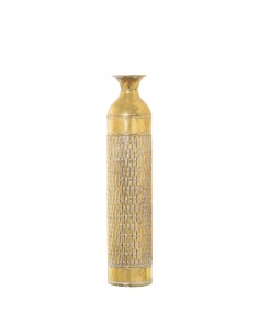 Jarrón metal dorado y blanco