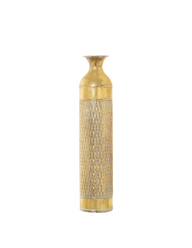 Jarrón metal dorado y blanco