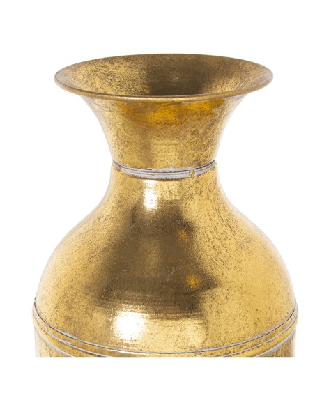 Jarrón metal dorado y blanco
