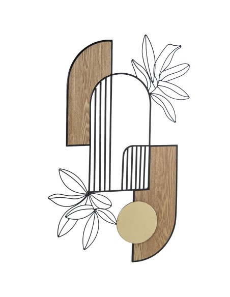 Decoración de pared metal y madera hojas