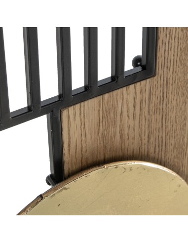 Decoración de pared metal y madera hojas