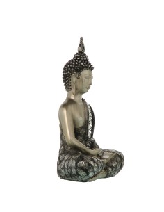 Figura buda resina en plata y negro 2