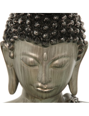 Figura buda resina en plata y negro