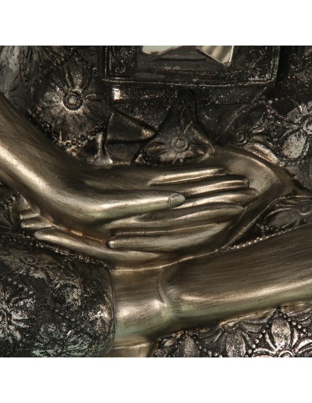 Figura buda resina en plata y negro