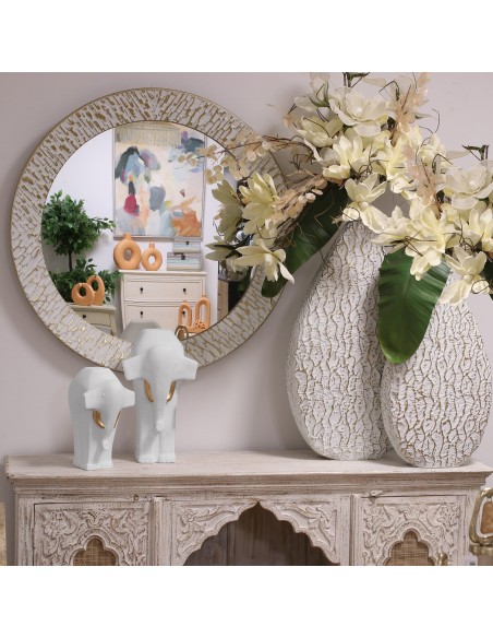 Figura cerámica elefante blanco grande