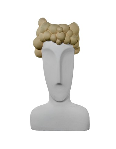 Jarrón cerámica busto blanco y crema grande