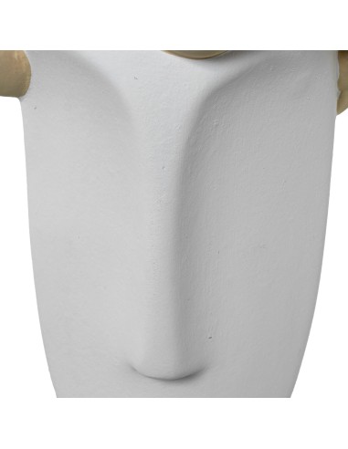 Jarrón cerámica busto blanco y crema grande