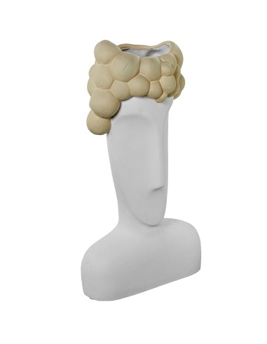 Jarrón cerámica busto blanco y crema grande
