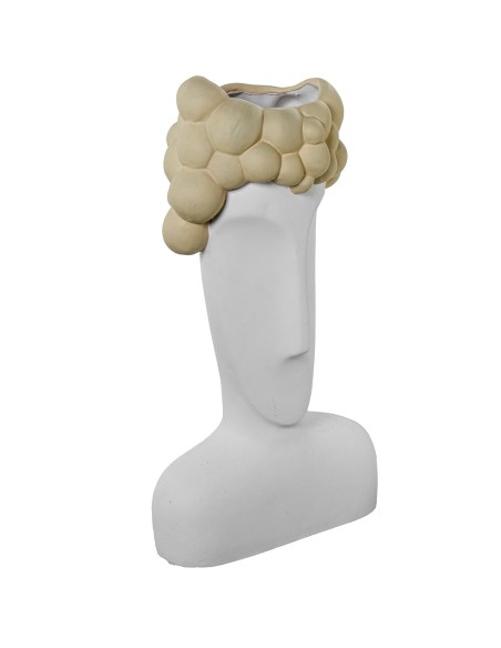 Jarrón cerámica busto blanco y crema grande