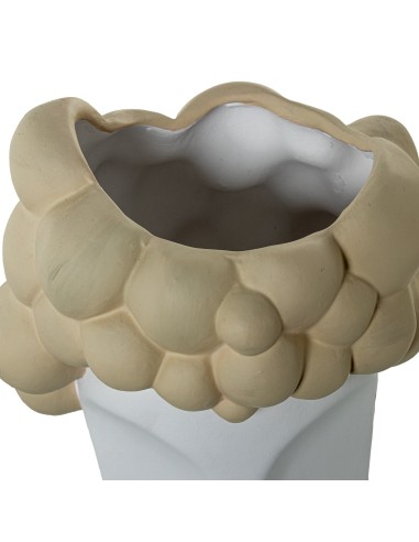 Jarrón cerámica busto blanco y crema grande