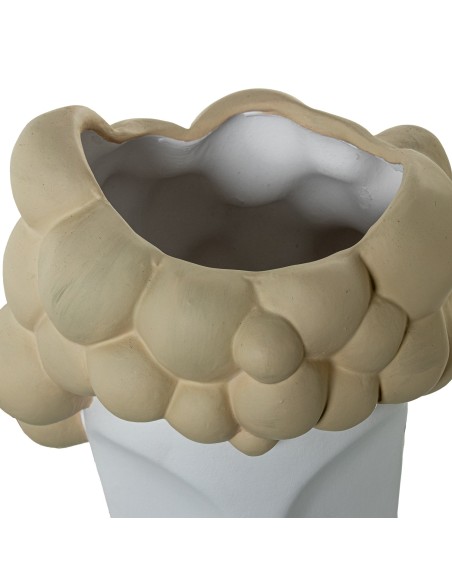 Jarrón cerámica busto blanco y crema grande