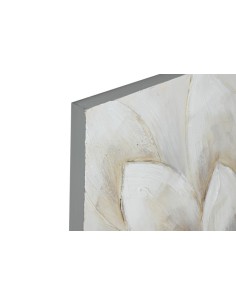 Cuadro lienzo flor plata 2