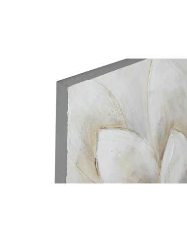 Cuadro lienzo flor plata