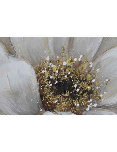 Cuadro lienzo flor plata