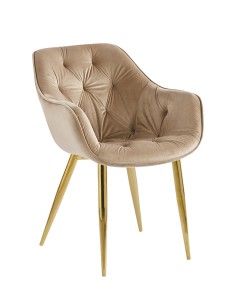 Silla Creta en terciopelo con patas doradas