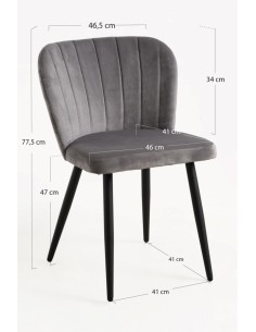 Silla terciopelo Kurt con patas negras