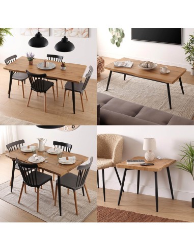 Mesa baja madera ondulada