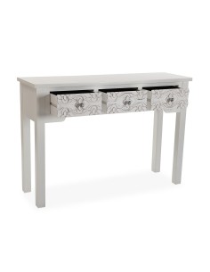 Mueble de entrada de madera blanco 3 cajones 2