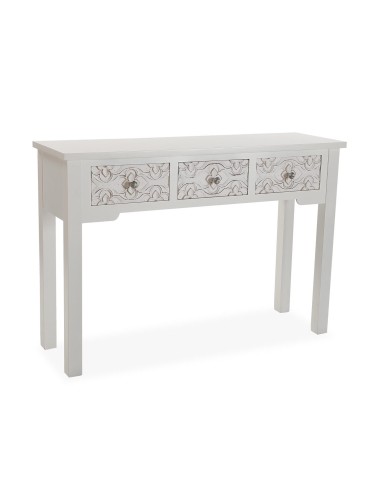 Mueble de entrada de madera blanco 3 cajones