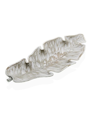 Bandeja de madera diseño hoja blanca envejecida