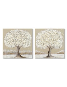 Cuadro árbol blanco con relieve