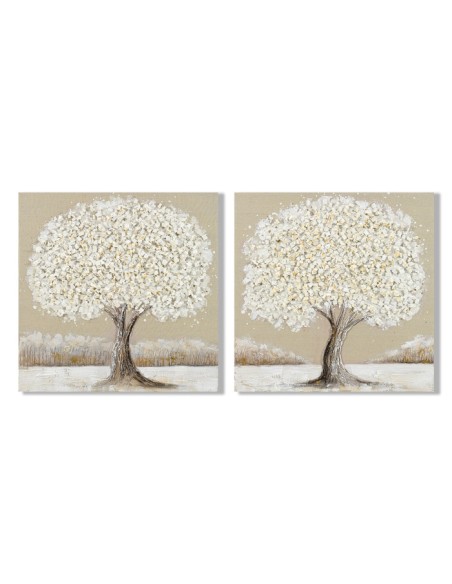 Cuadro árbol blanco con relieve
