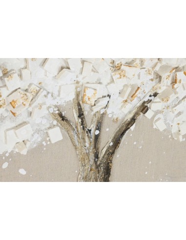 Cuadro árbol blanco con relieve