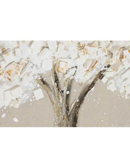 Cuadro árbol blanco con relieve