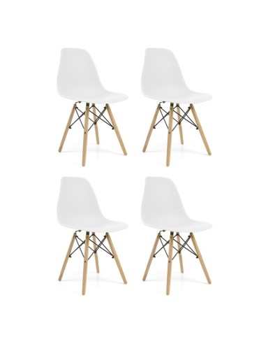 Lote oferta 4 sillas blancas con patas de haya