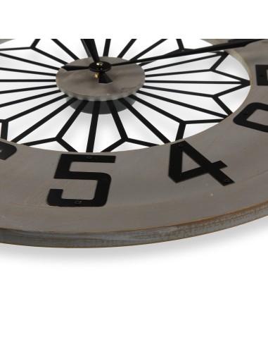 Reloj de pared gris de madera con diseño de...