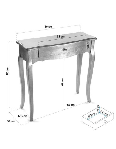 Mueble de entrada plata 1 cajón