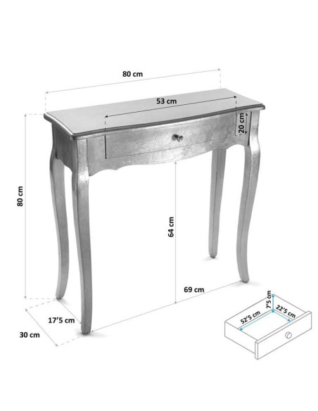 Mueble de entrada plata 1 cajón