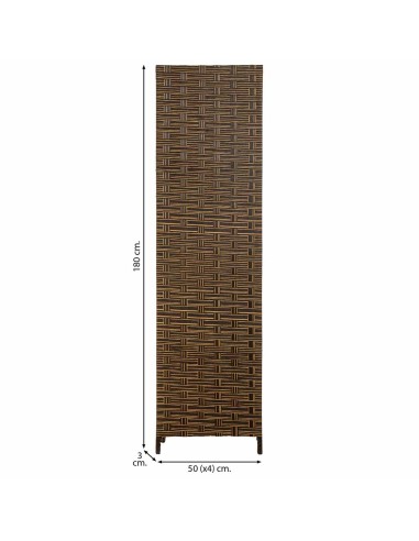 Biombo separador 4 hojas trenzado oscuro