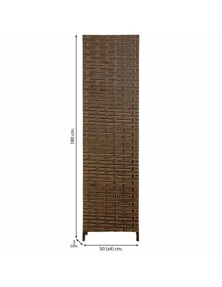 Biombo separador 4 hojas trenzado oscuro