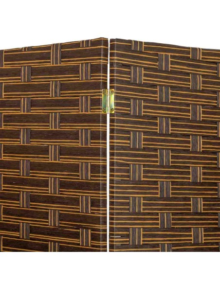 Biombo separador 4 hojas trenzado oscuro