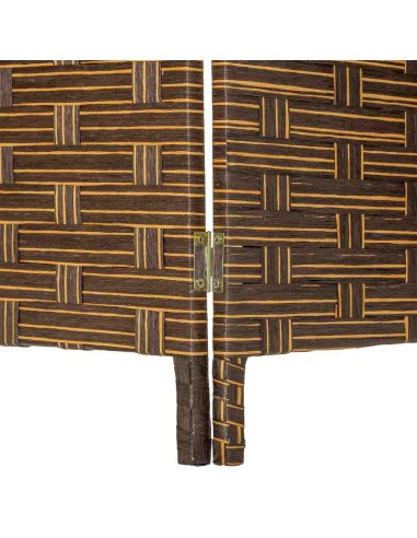 Biombo separador 4 hojas trenzado oscuro