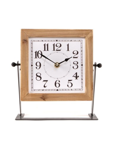 Reloj de sobremesa madera y base metal