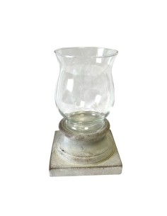 Portavela cristal con base de cemento pequeño