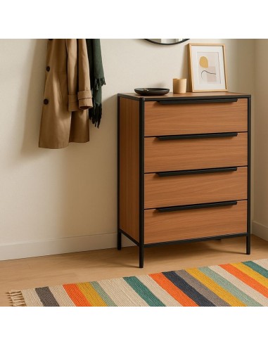Cajonera color roble con 4 cajones